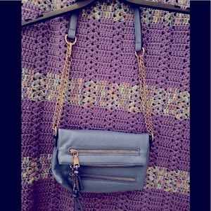 Cute pretty blue multi pocket zippered handbag